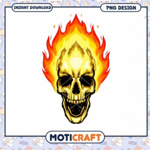 Flaming Skull PNG Design Instant Download