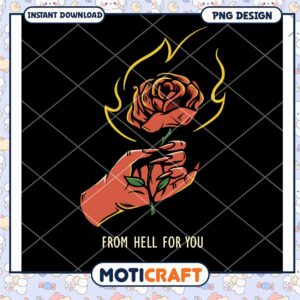 Flaming Rose Graphic from Hell Aesthetic PNG Download