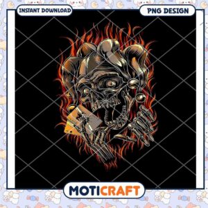 Flaming Skull Joker PNG Design