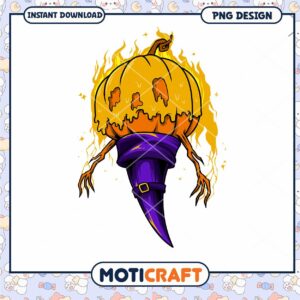 Flaming Pumpkin Witch Hat PNG