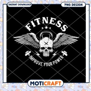 Fitness Skull Design to Improve Your Power PNG Download