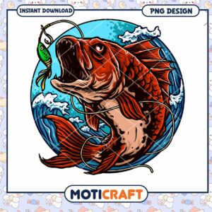 Fishing PNG Red Fish Catch Design