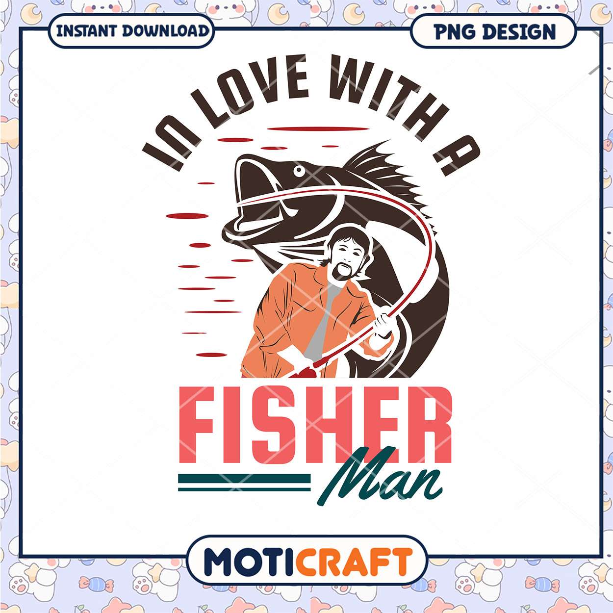 Fisherman PNG Design Instant Download Fisherman PNG Design Instant Download