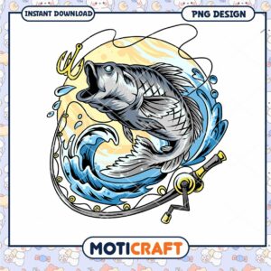 Fishing Adventure PNG Design for Instant Download Art
