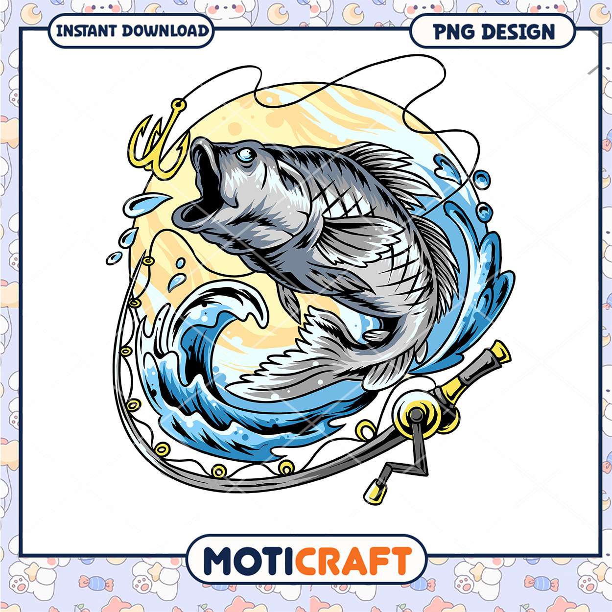 Fishing Adventure PNG Design for Instant Download Art Fishing Adventure PNG Design for Instant Download Art
