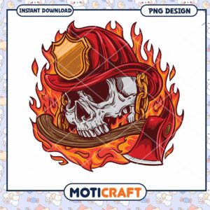 Firefighter Skull PNG Design