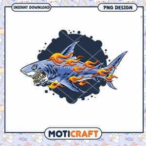 Fiery Shark Vector Design Instant Download PNG File