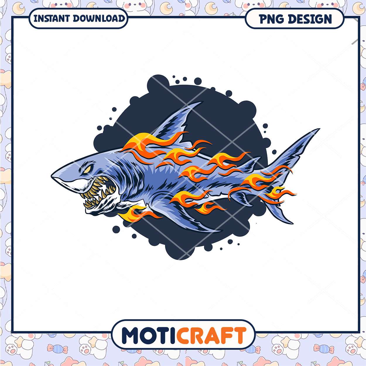 Fiery Shark Vector Design Instant Download PNG File Fiery Shark Vector Design Instant Download PNG File