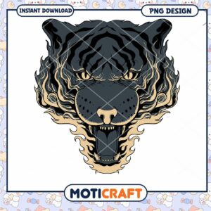 Fiery Tiger Head PNG Design Download