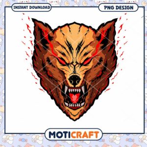 Fierce Wolf PNG Design Instant Download