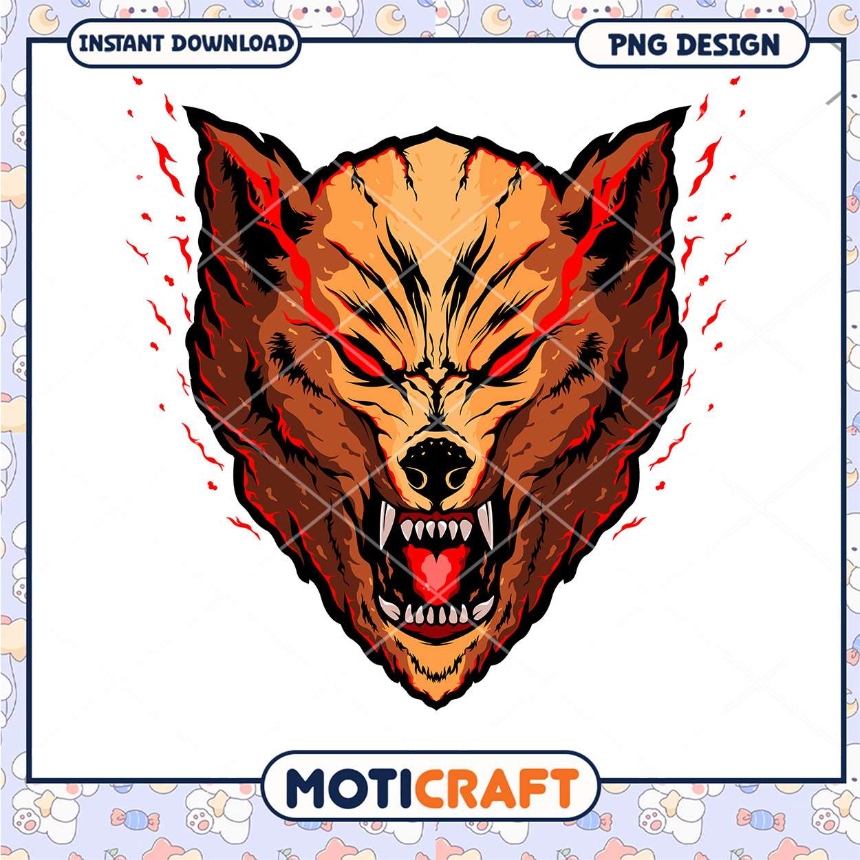 Fierce Wolf PNG Design Instant Download Fierce Wolf PNG Design Instant Download