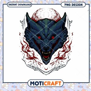 Fierce Wolf PNG Design, Instant Download