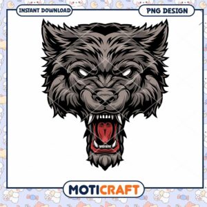 Fierce Wolf Head PNG Design for Instant Download Art