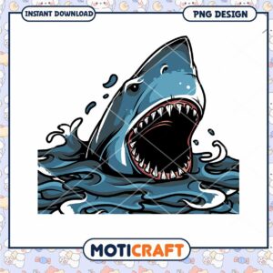 Fierce Shark PNG Design for Instant Download Artwork