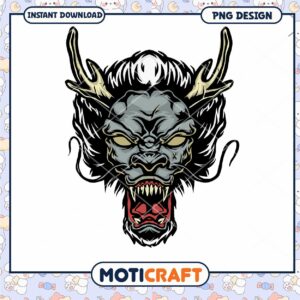 Ferocious Dragon Head Graphic PNG Instant Download Design
