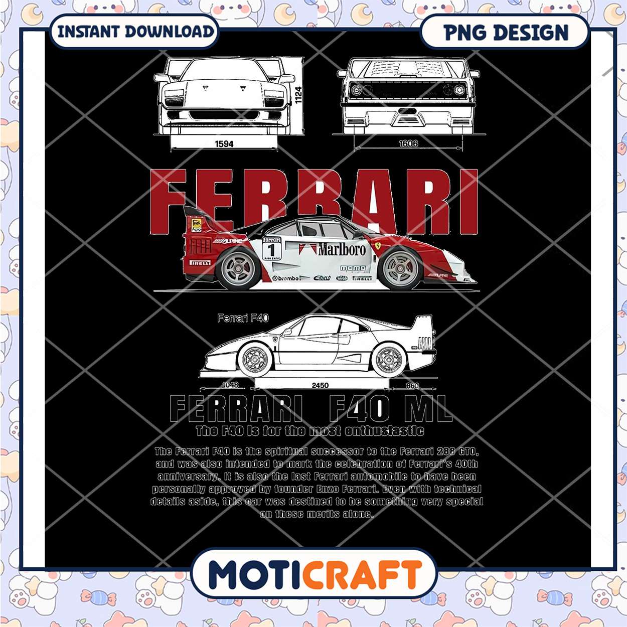 Ferrari F40 PNG Design Download Ferrari F40 PNG Design Download