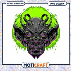 Eerie Demon Skull PNG Artwork for Digital Download Design