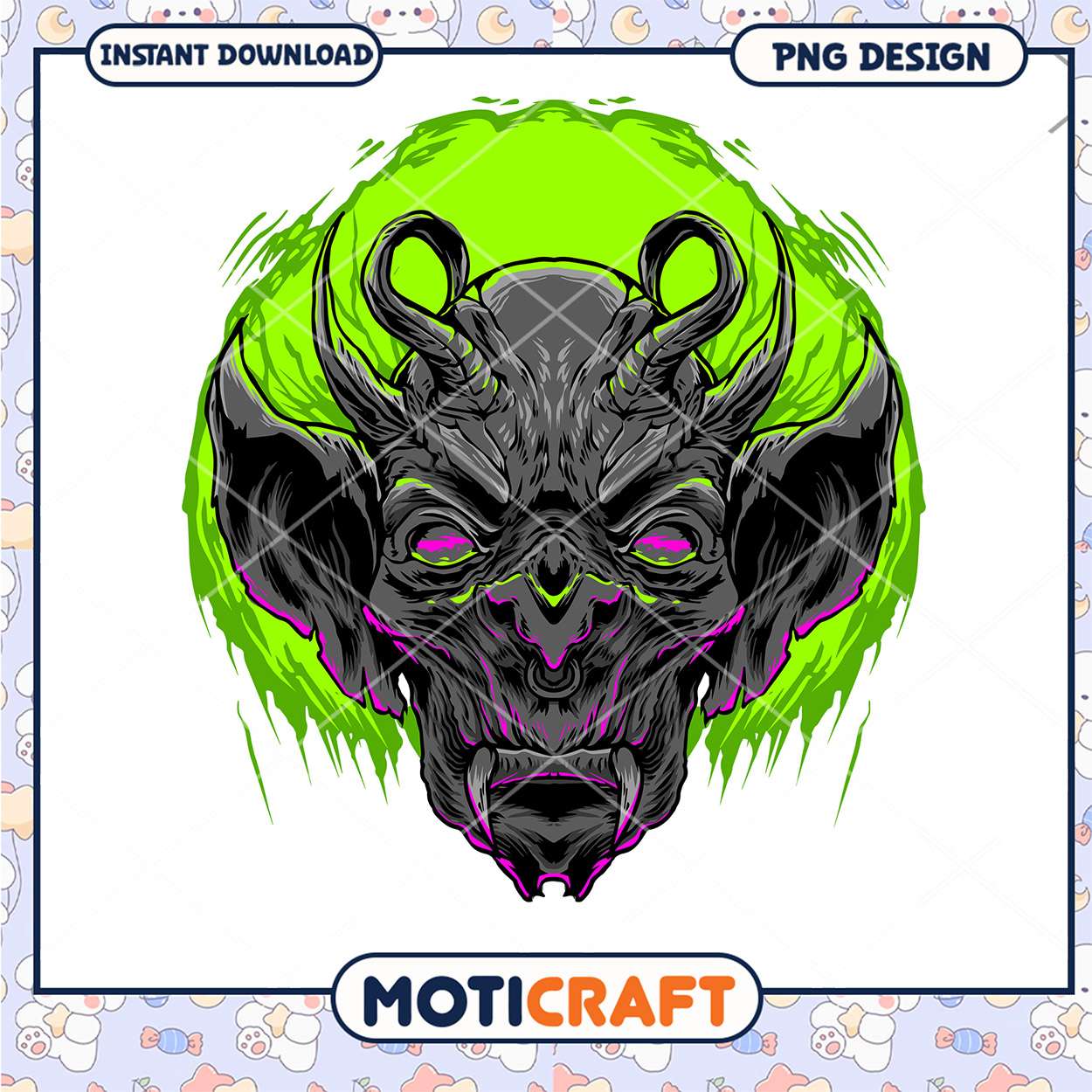 Eerie Demon Skull PNG Artwork for Digital Download Design Eerie Demon Skull PNG Artwork for Digital Download Design