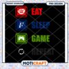 Eat Sleep Game Repeat PNG Design