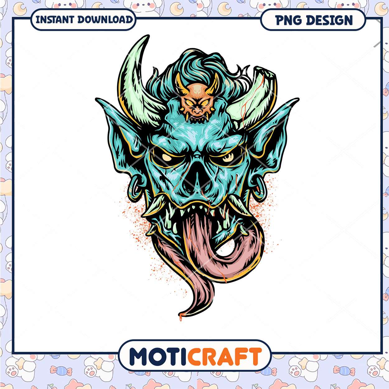 Dynamic PNG Design of a Colorful Demon Head Art Graphic Dynamic PNG Design of a Colorful Demon Head Art Graphic