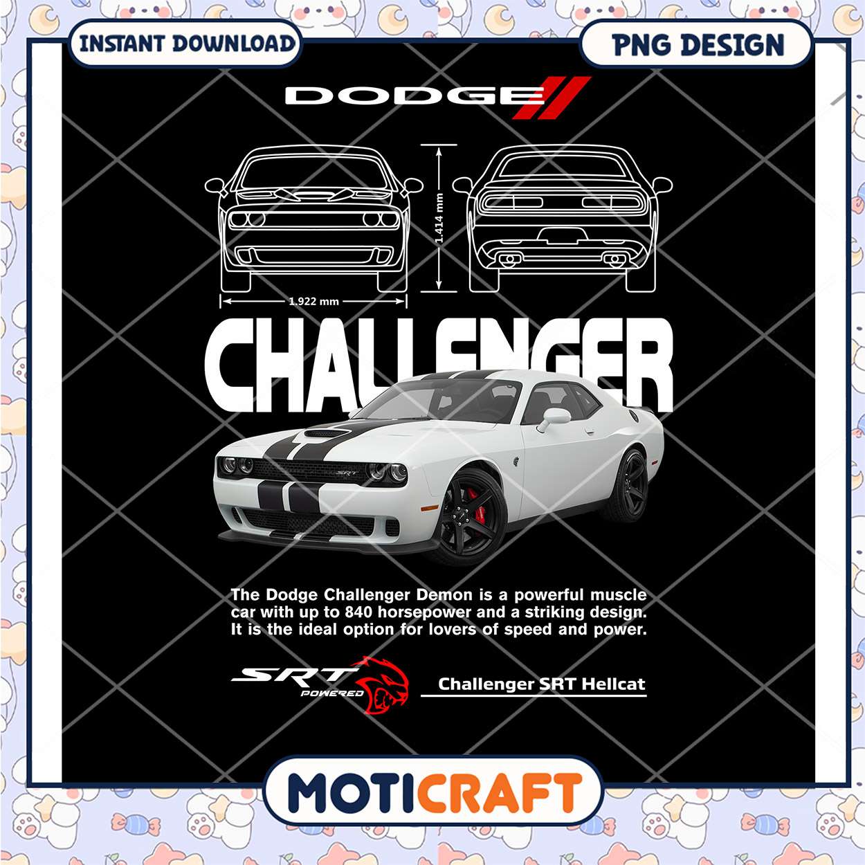 Dodge Challenger SRT Hellcat PNG Design Dodge Challenger SRT Hellcat PNG Design