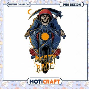 Death Race Skeleton Rider PNG Design for Instant Download