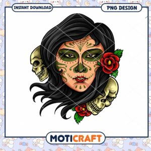 Day of the Dead Sugar Skull Girl PNG