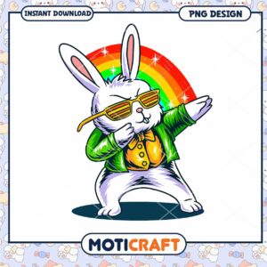 Dabbing Rabbit PNG Design Instant Download
