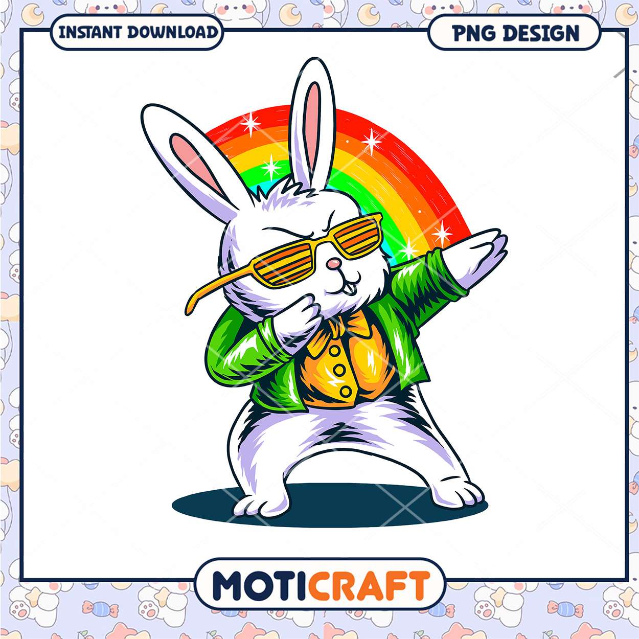 Dabbing Rabbit PNG Design Instant Download Dabbing Rabbit PNG Design Instant Download