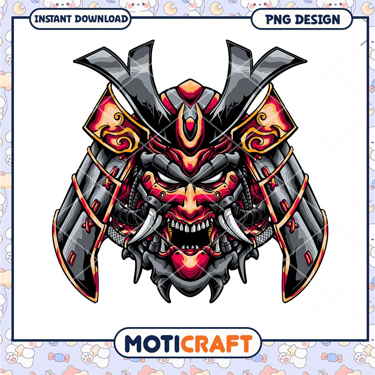 Cyber Samurai Mask PNG Design Cyber Samurai Mask PNG Design