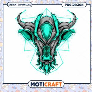 Cyber Bull PNG Design Instant Download