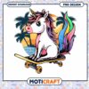 Cute Unicorn Skateboarding PNG Design 2 Cute Unicorn Skateboarding PNG Design