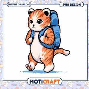 Cute Tiger Backpack PNG Design for Instant Download