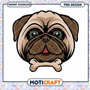Cute Pug Dog PNG Design for Instant Download Decor