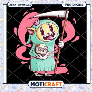 Cute Grim Reaper Cat PNG Design
