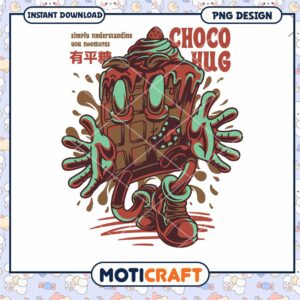 Cute Choco Hug PNG Design Instant Download