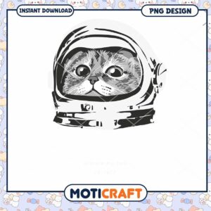 Cute Cat Astronaut PNG Design