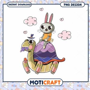 Cute Bunny Turtle PNG Design