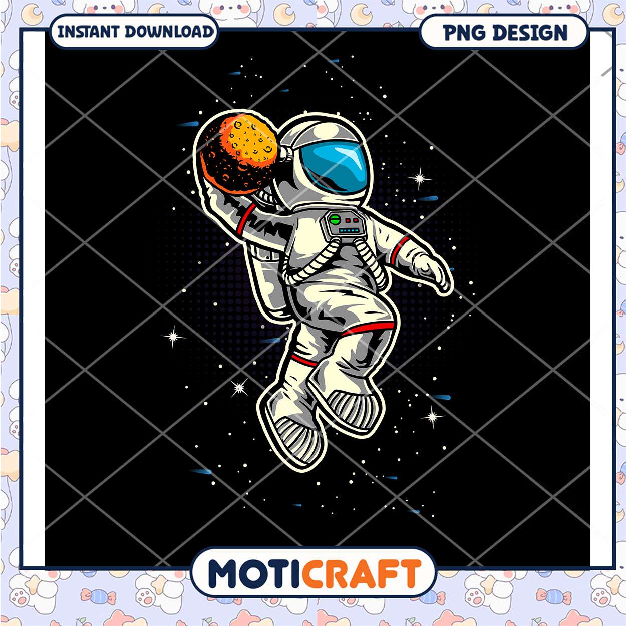 Cute Astronaut Character PNG Design for Instant Download Cute Astronaut Character PNG Design for Instant Download