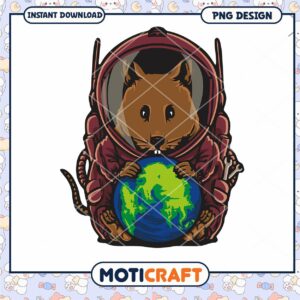 Cute Astronaut Mouse PNG Design