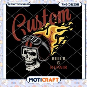 Custom Skull Motorcycle PNG Design