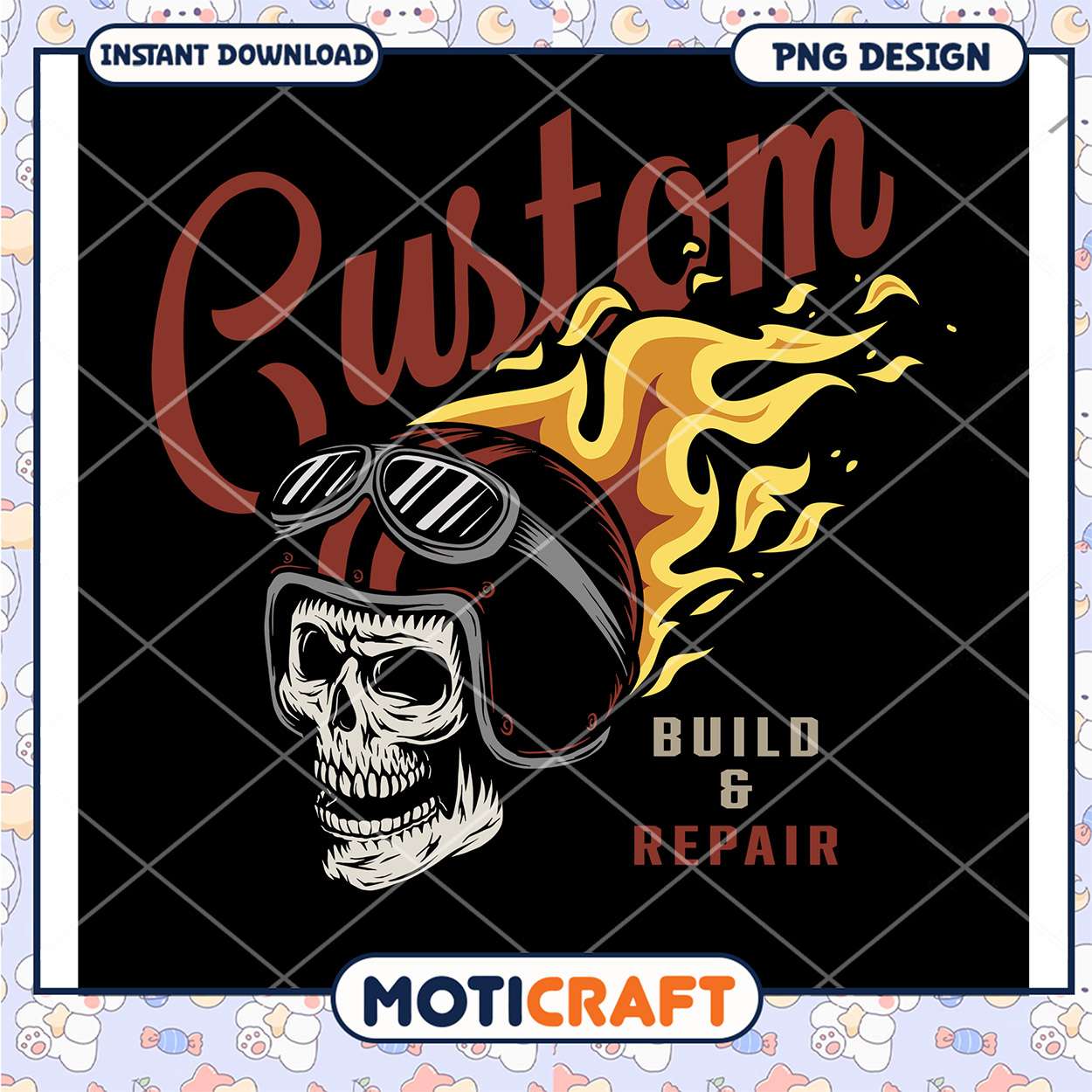 Custom Skull Motorcycle PNG Design Custom Skull Motorcycle PNG Design
