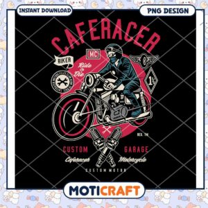 Custom Cafe Racer Motorcycle PNG Design for Bikers