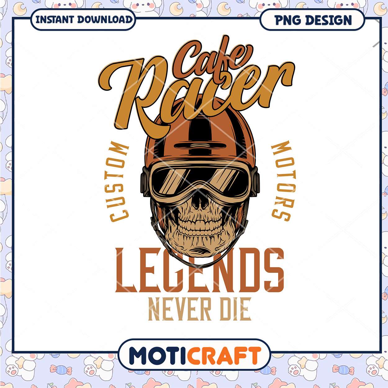 Custom Cafe Racer PNG Design Legends Never Die Artwork Custom Cafe Racer PNG Design Legends Never Die Artwork