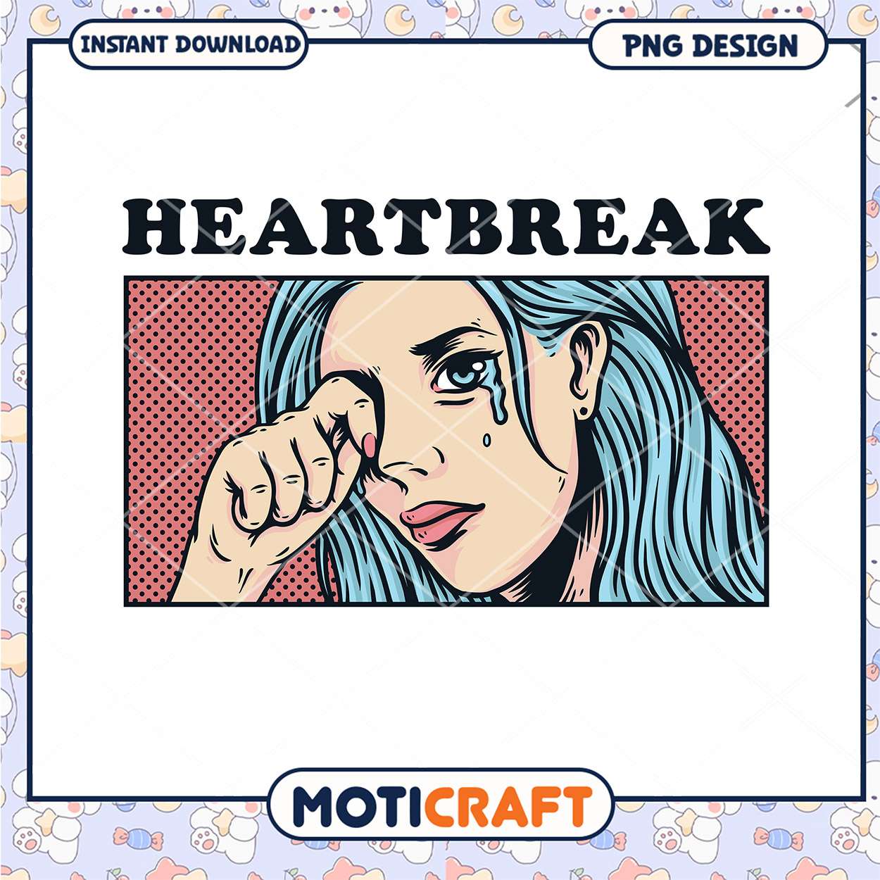 Crying Girl PNG Heartbreak Pop Art Design Crying Girl PNG Heartbreak Pop Art Design