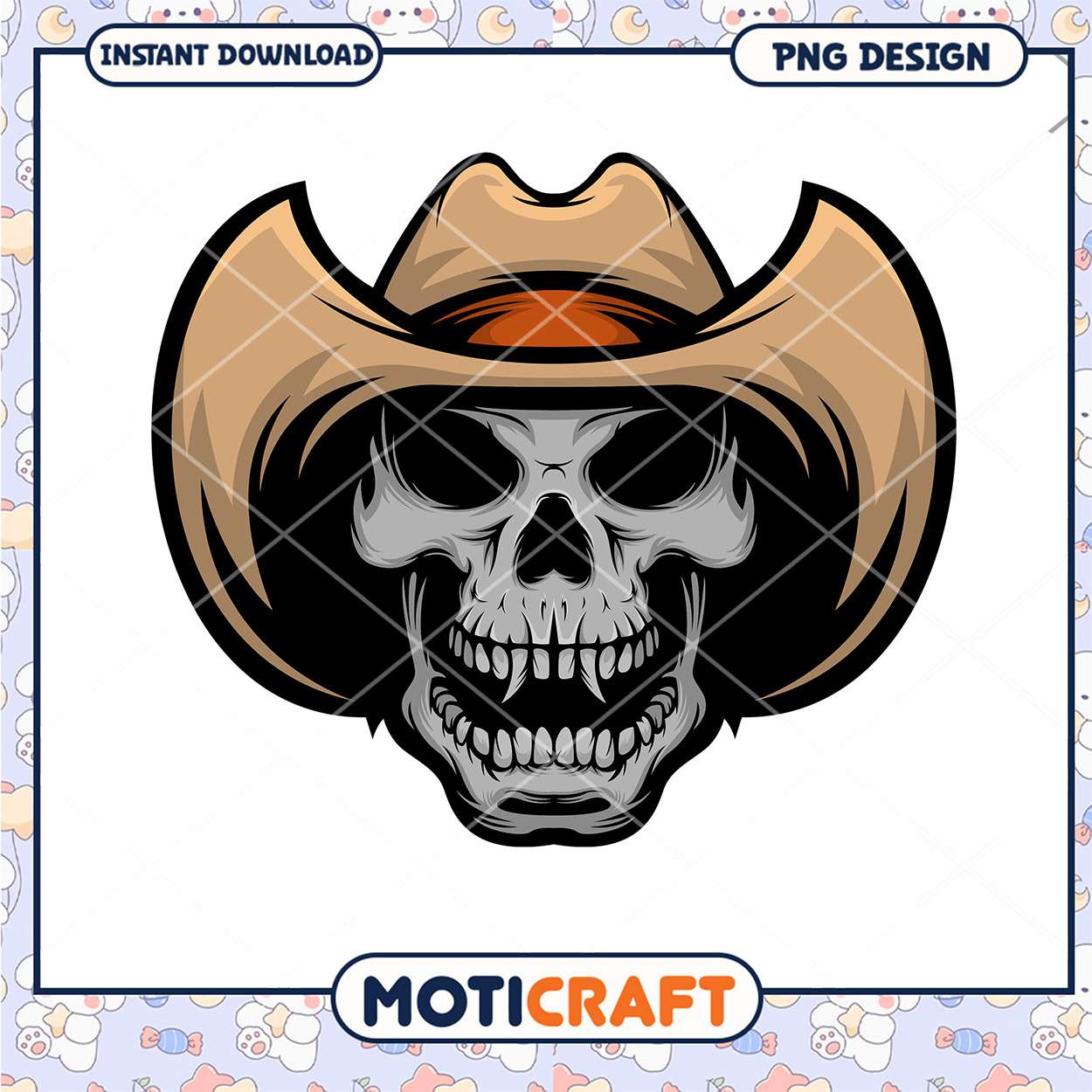 Cowboy Skull PNG Design Instant Download Cowboy Skull PNG Design Instant Download