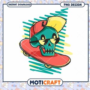 Cool Skull Skateboard PNG Design