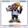 Cool Retro Bear PNG Design with Boombox Downloadable Art