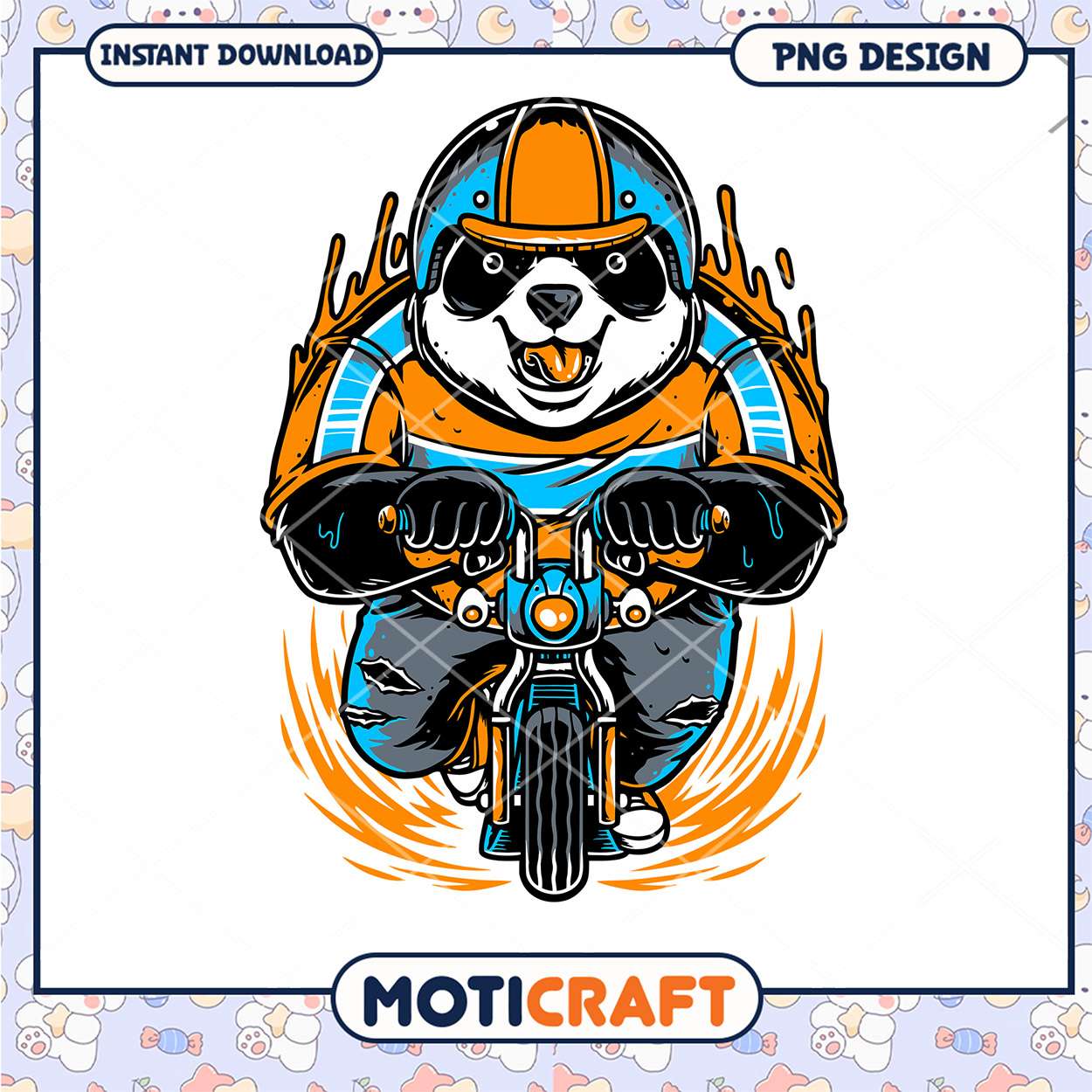Cool Panda Rider Motorcycle PNG Design for Instant Download Cool Panda Rider Motorcycle PNG Design for Instant Download