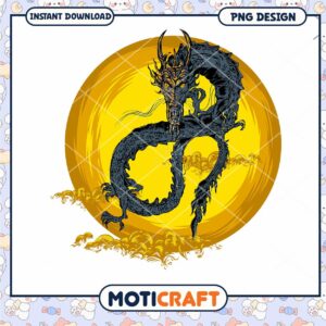 Dragon PNG Design Yellow Moon